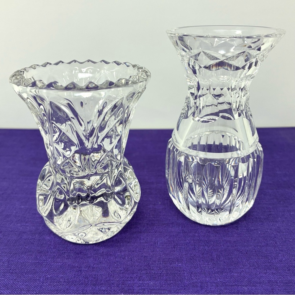 Princess House Crystal Small Bud Vases Toothpick Holders Sawtooth Rim Elegant